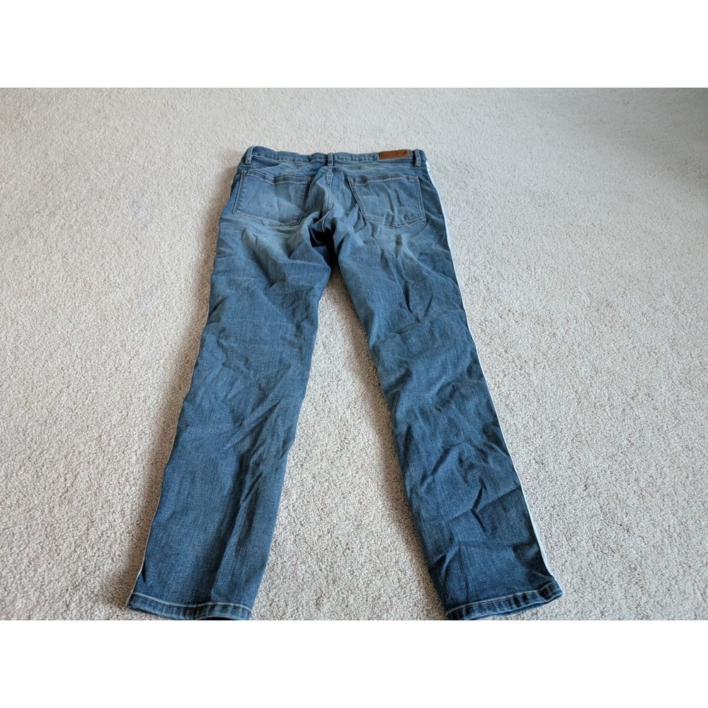 Karl Lagerfeld Blue Denim Side Stripe Straight Leg Pants Womens 12 Logo Tape - Picture 10 of 15